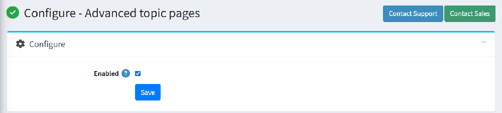 advanced topic management configure page